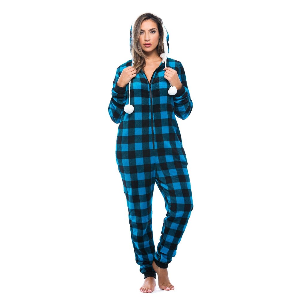 1619 6290-TRQ-XS Just Love Adult Onesie / Pajamas Turquoise Buffalo Plaid